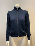 Fred Perry Navy Cotton Knit Cardigan Sweater Jumper Size M medium ladies