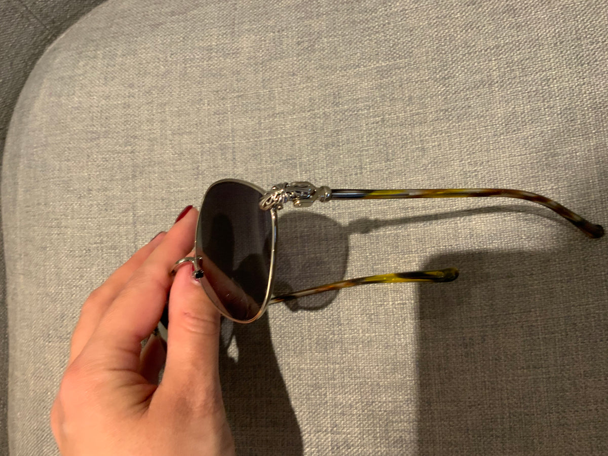CHROME HEARTS DIAMOND DOG Gradation Lens Sunglasses Silver Frame ladies