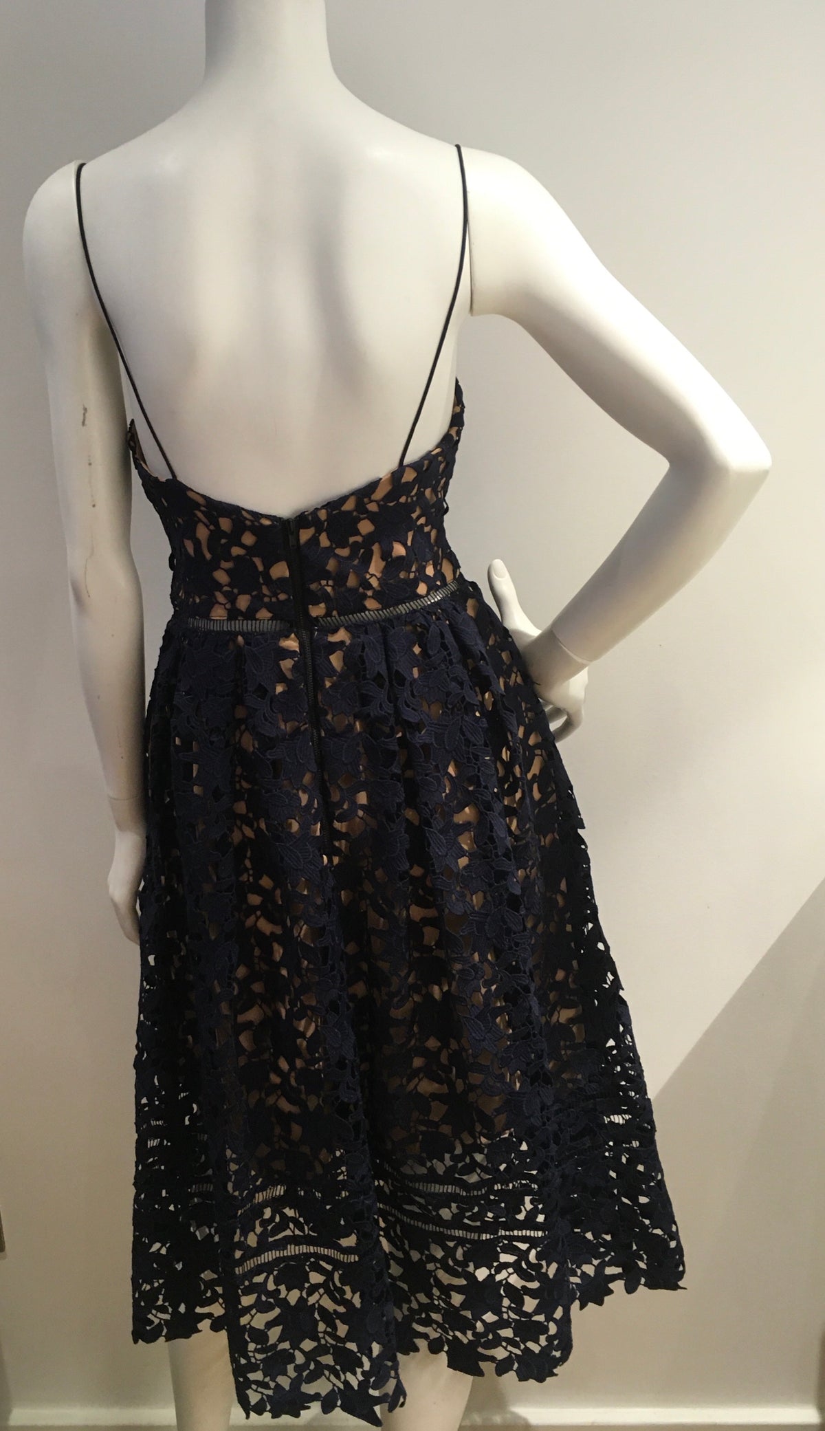 SELF-PORTRAIT Azaelea lace midi navy blue dress Size UK 10 US 6 ladies