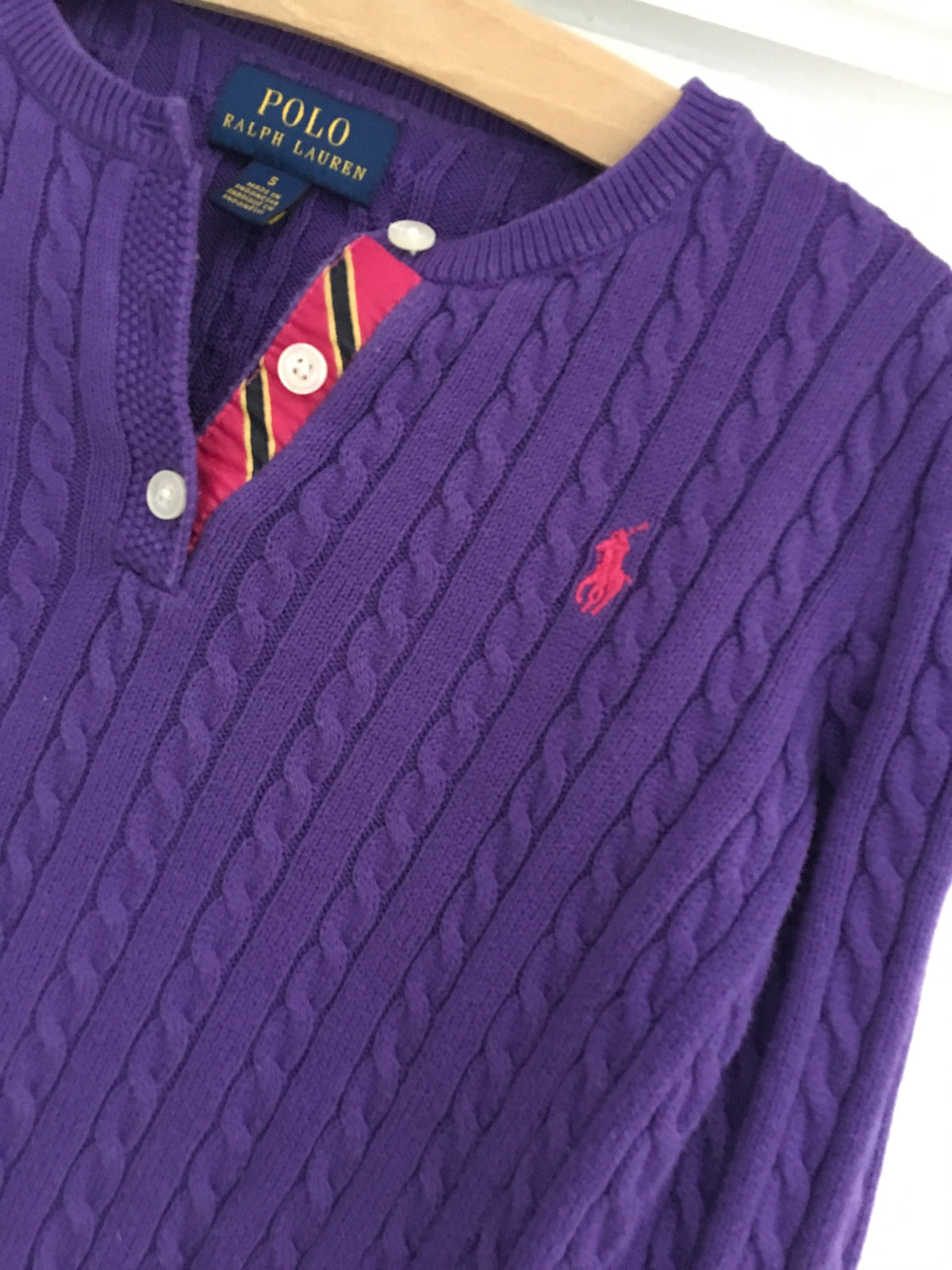Ralph Lauren Polo purple cable knit sweater jumper 5 years old Children