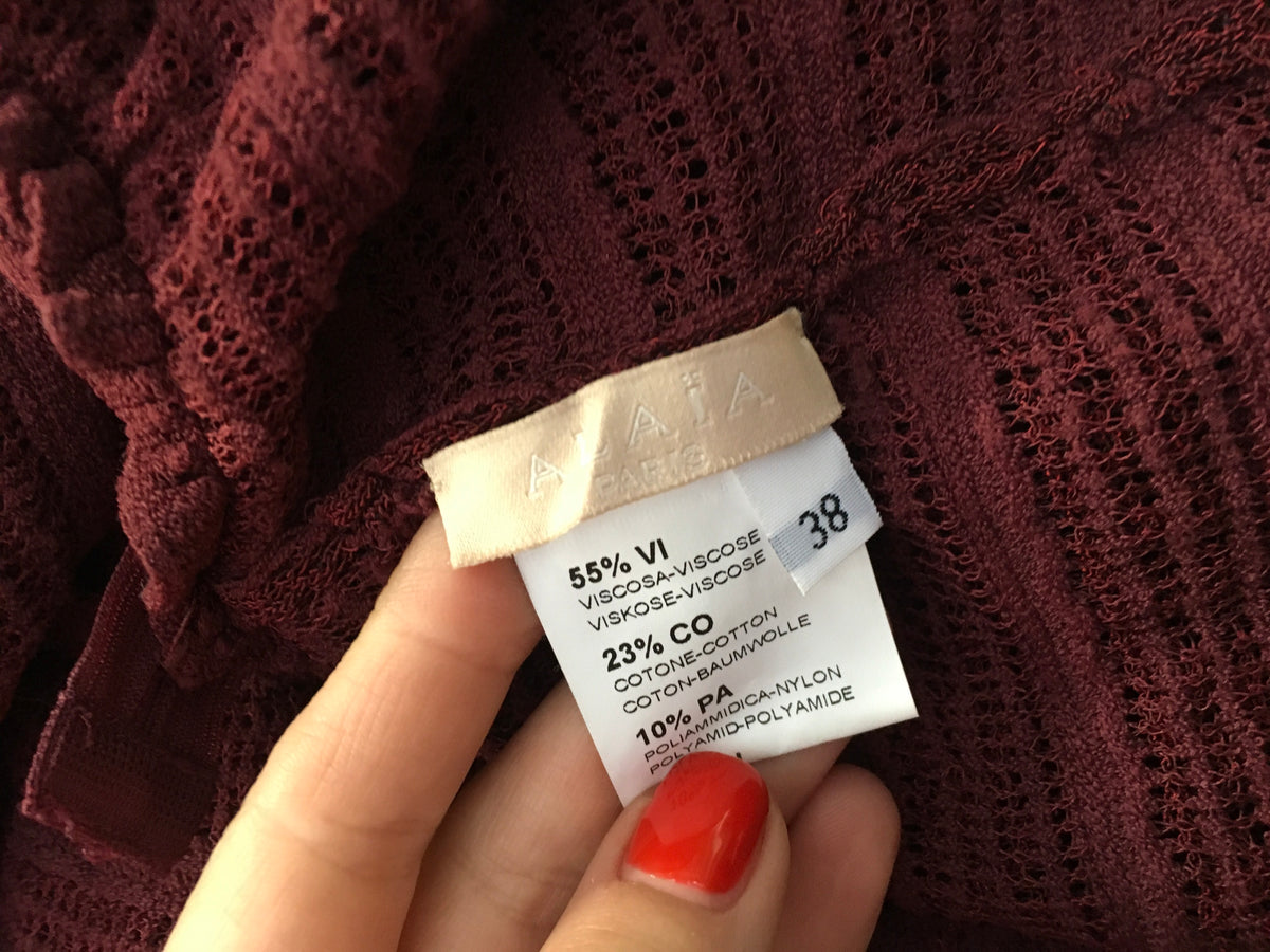 AZZEDINE ALAÏA ALAIA BURGUNDY KNIT SKATER DRESS Ladies