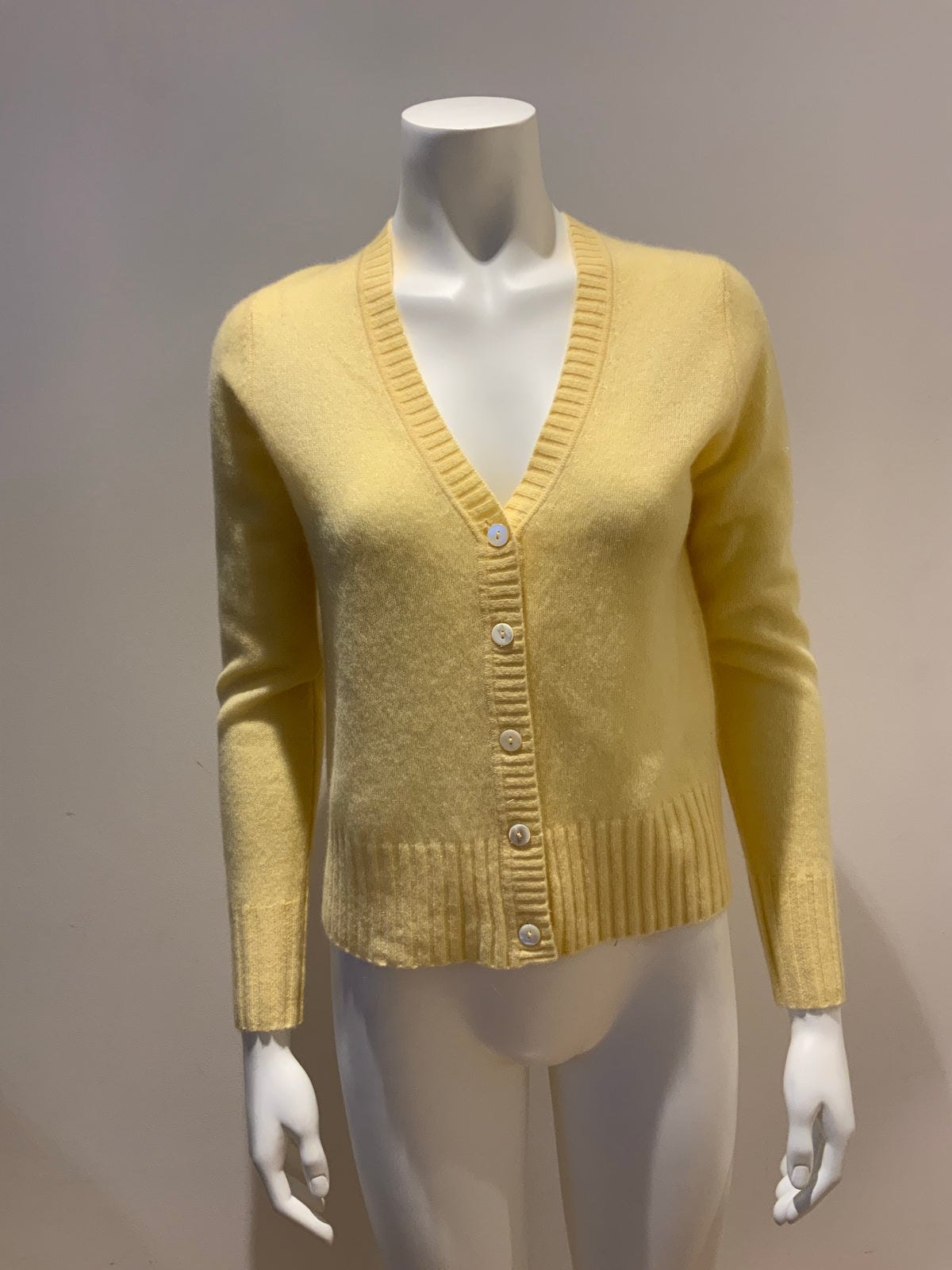 JIGSAW Womens Pure Cashmere Yellow Thin Knit Cardigan Size XS ladies