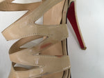 Christian Louboutin Beige Patent Leather Cage Sandals Ladies