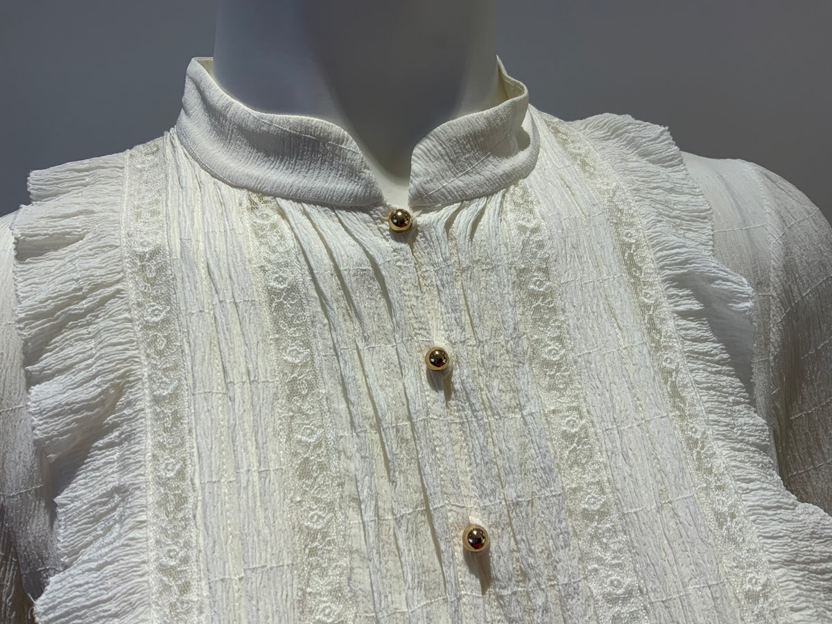 ZIMMERMANN MOST WANTED Whitewave Pin tuck lace-paneled silk Blouse SIZE 0 XS ladies