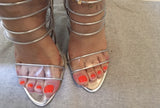 Aperlai Paris KIARA SANDALS SILVER TRANSPARENT VINYL Size 41 Shoes Ladies