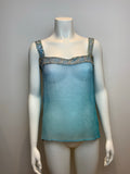 Sundri Khan Blue embellished blouse tank top S small ladies