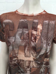 Jean Paul GAULTIER 1990's Face Printed Sheer T shirt Top  Size L Large ladies