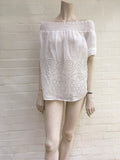Collette by Collette Dinnigan Smocked linen and broderie anglaise Tunic Blouse S ladies