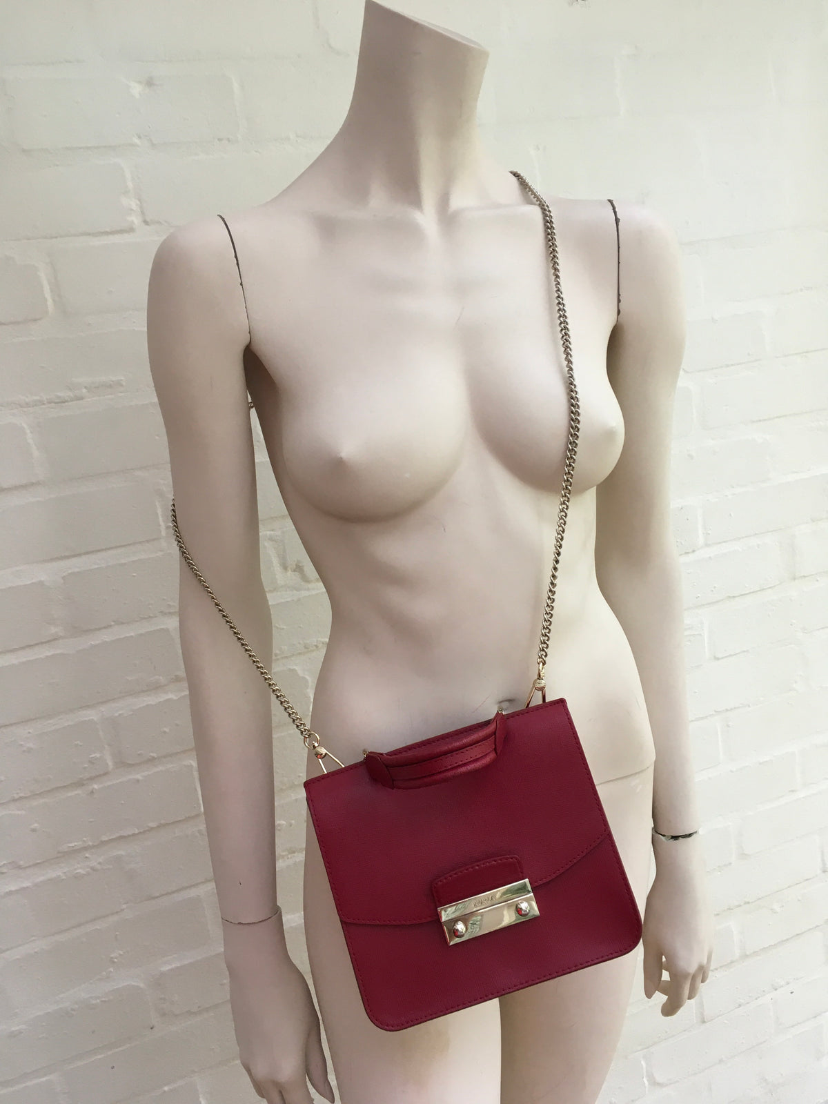 Furla Metropolis Top Handle 903885 Red Bag Handbag Chain ladies