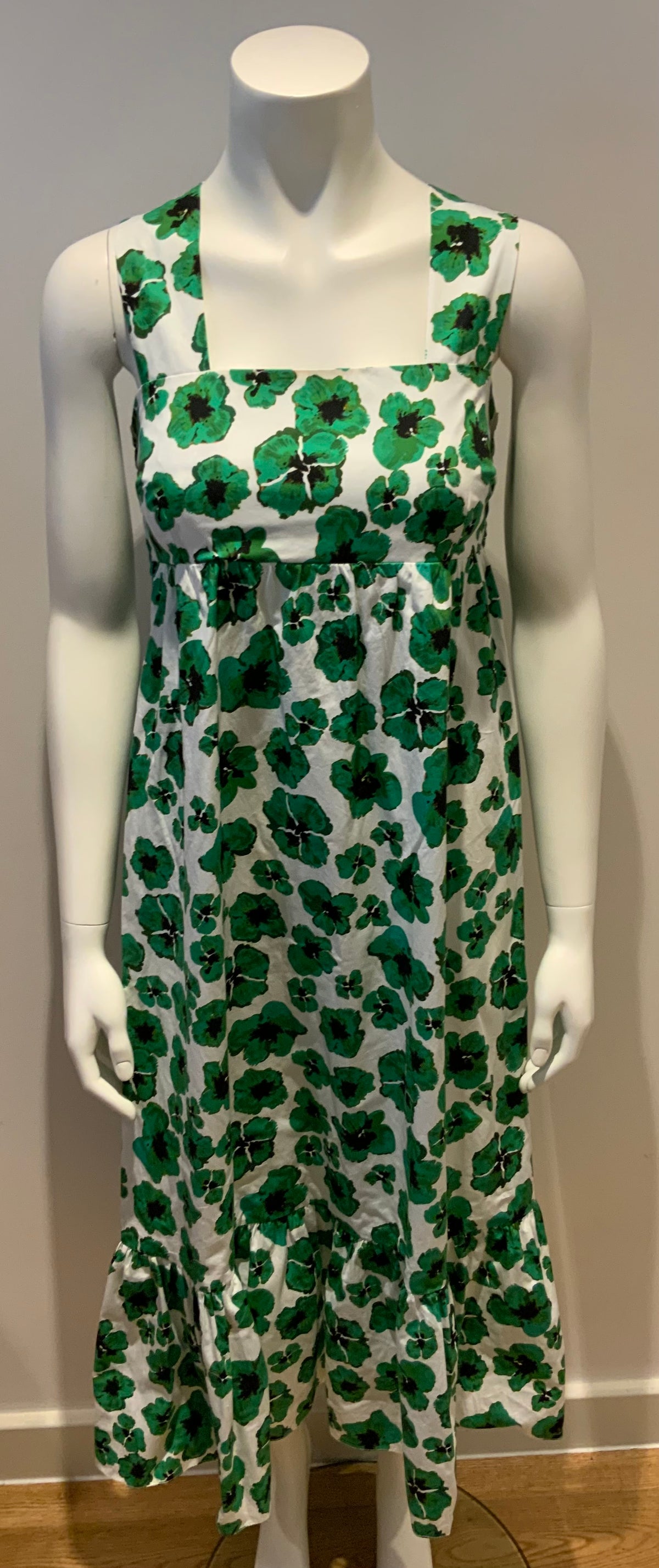 Borgo De Nor Green Mila Cotton Poplin Midi Dress Size UK 12 US 8 ladies