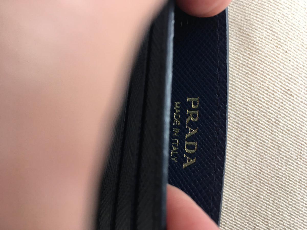 PRADA Saffiano Leather Navy Card Holder ladies