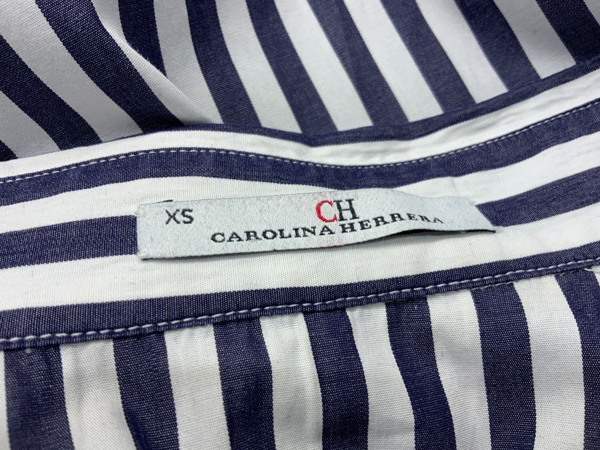 Carolina Herrera CH Cropped Tie Cotton Shirt Size XS ladies