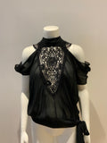 Robert Rodriguez silk lace insert top in black size US 2 UK 6 XS ladies