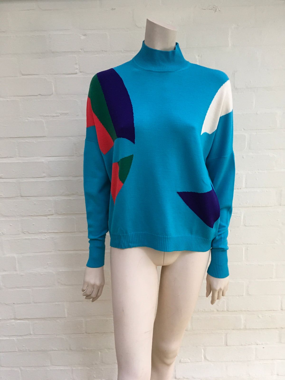 Delpozo Intarsia Wool Knit Sweater Jumper Size L Large Ladies