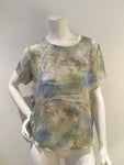 Theyskens Theory silk printed sheer top blouse size S Small ladies