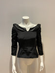JASMINE DI MILO Black Fitted Leather Trim Top Size S small ladies