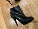 Ralph Lauren Collection Black Chain Leather Platform Ankle Boots/Booties 8 1/2 ladies