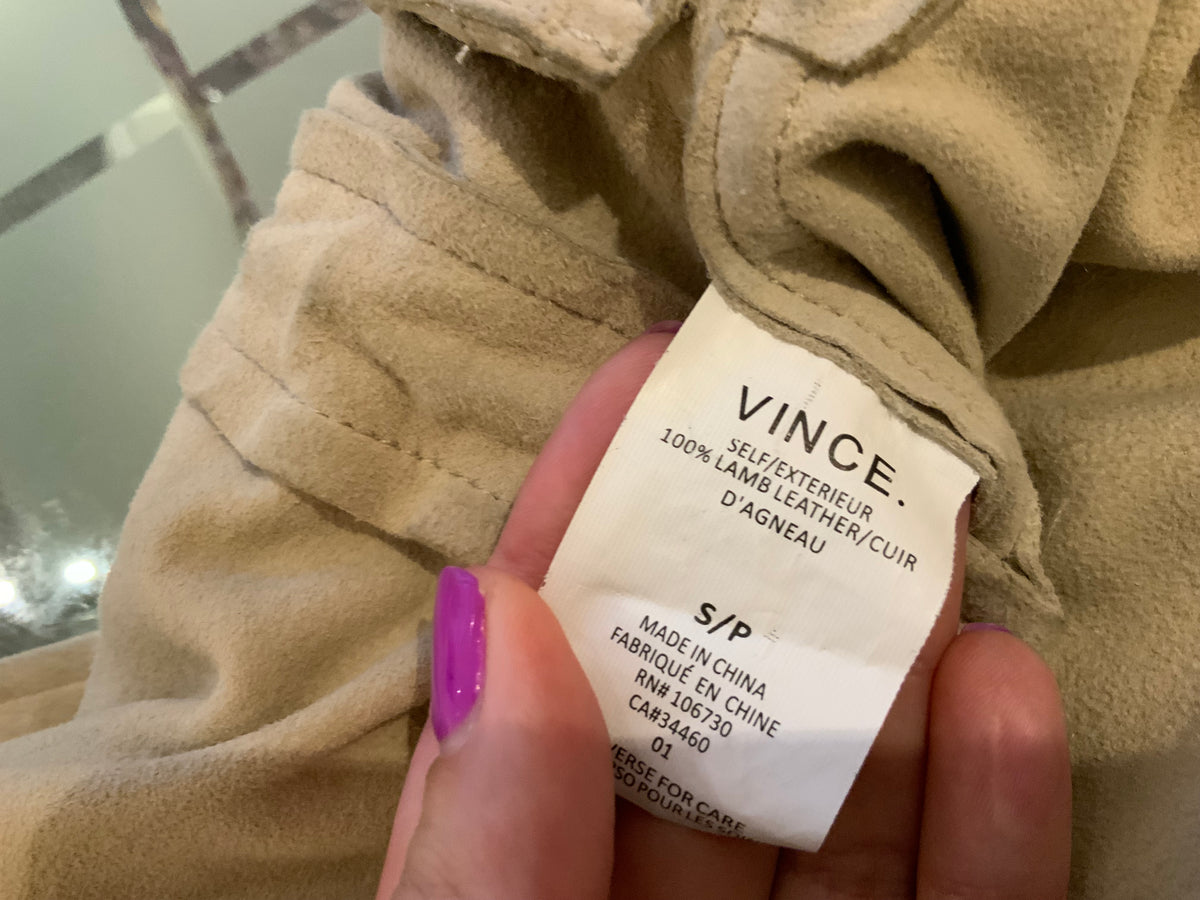 VINCE Women's Tan Nubuck Suede Safari Jacket Size S small ladies