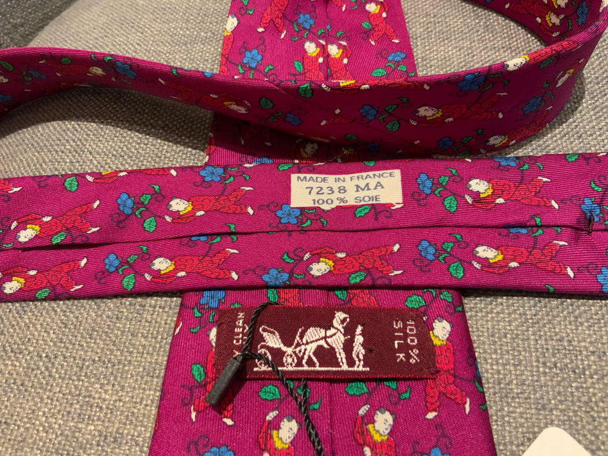 Hermès HERMES Paris Tie 7238 MA Color - Purple / Raspberry Clown FlowerS men