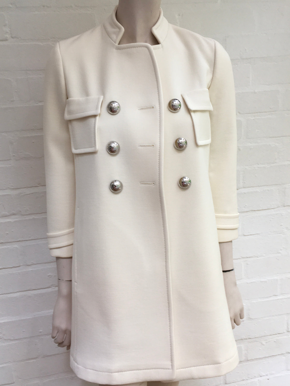 GUCCI White Wool-crepe Double Breasted Napoleon Coat Size I 36  ladies