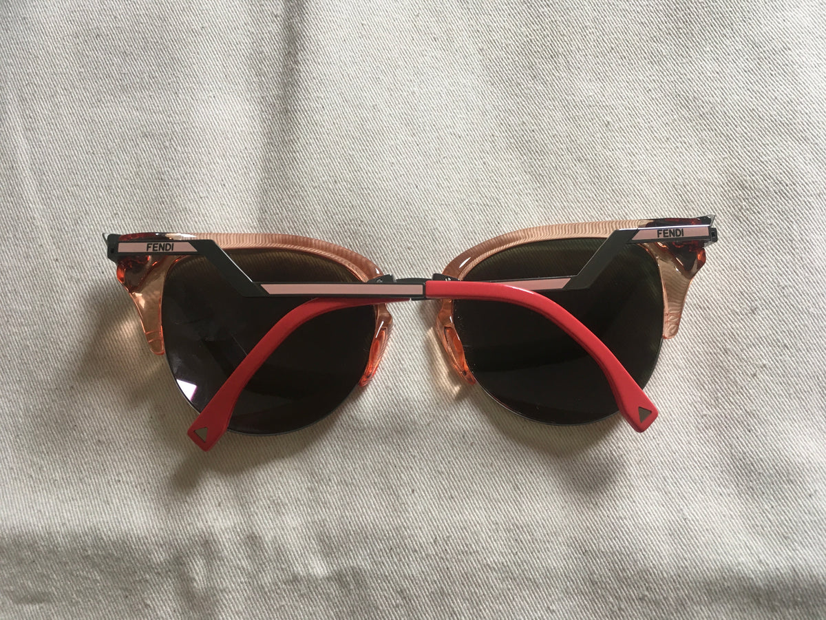 Fendi Iridia FF0041/S orange crystal cat eye polarized frame sunglasses ladies