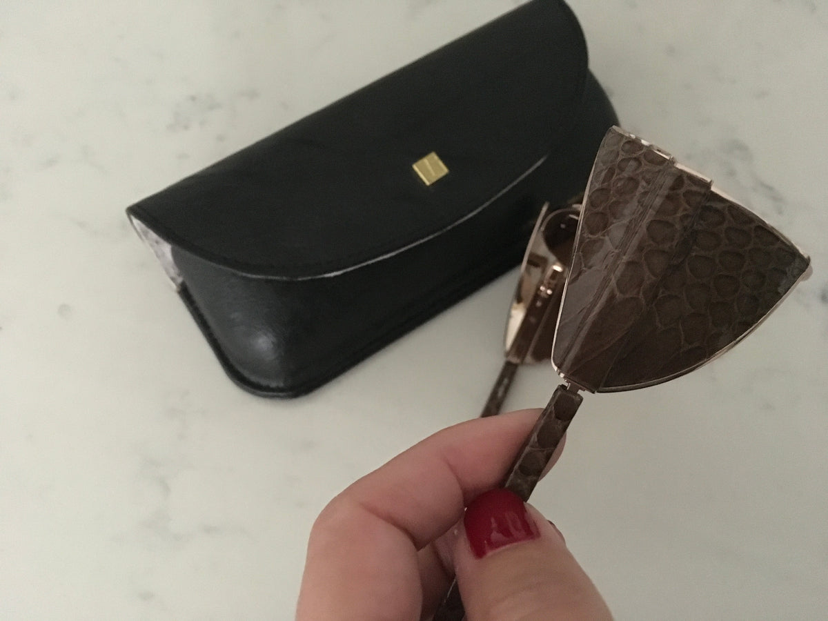 LINDA FARROW LFL300 REAL ROSE GOLD PLATED PYTHON SNAKESKIN SUNGLASSES LIMITED ladies