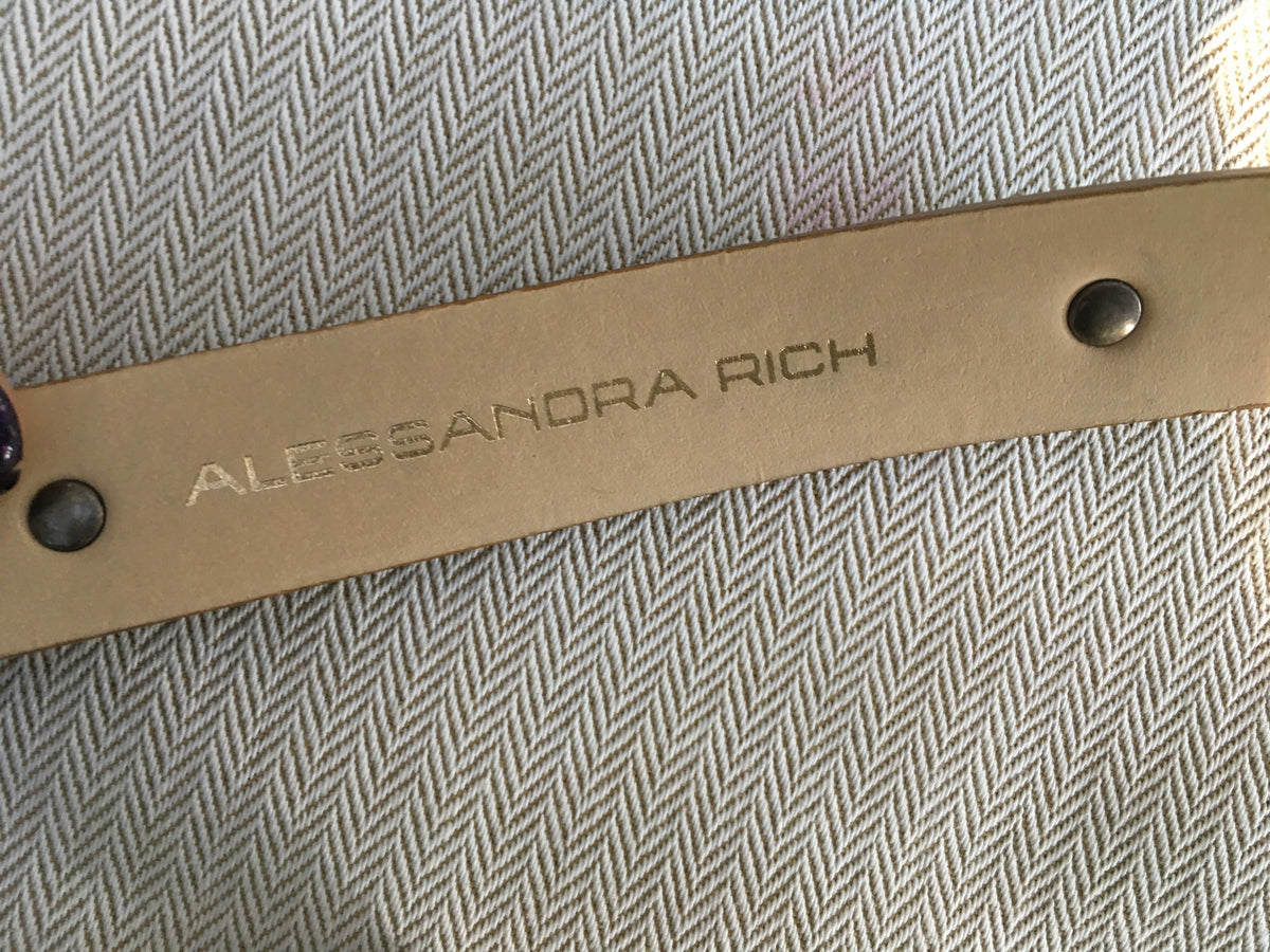 ALESSANDRA RICH Brown Jewel Leather Thin Skinny Belt Ladies