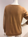 N.Peal Beige Cashmere Knit V neck Jumper Sweater Size M Medium ladies