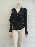 MAGDA BUTRYM Dresden metallic polka-dot silk-blend blouse top Ladies