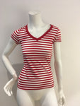 Tommy Hilfinger Red & White Striped T shirt $150 Size S Small ladies