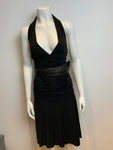 Donna Karan New York LBD Little Black Dress Backless Leather Straps Size S Small ladies