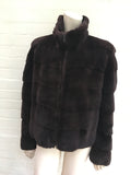 Neiman Marcus Brown Sheared Mink Fur Short Jacket Coat L large Ladies