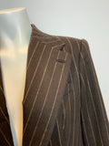 RALPH LAUREN Black Label Pinstriped Brown Blazer Jacket Size US 12 UK16 ladies