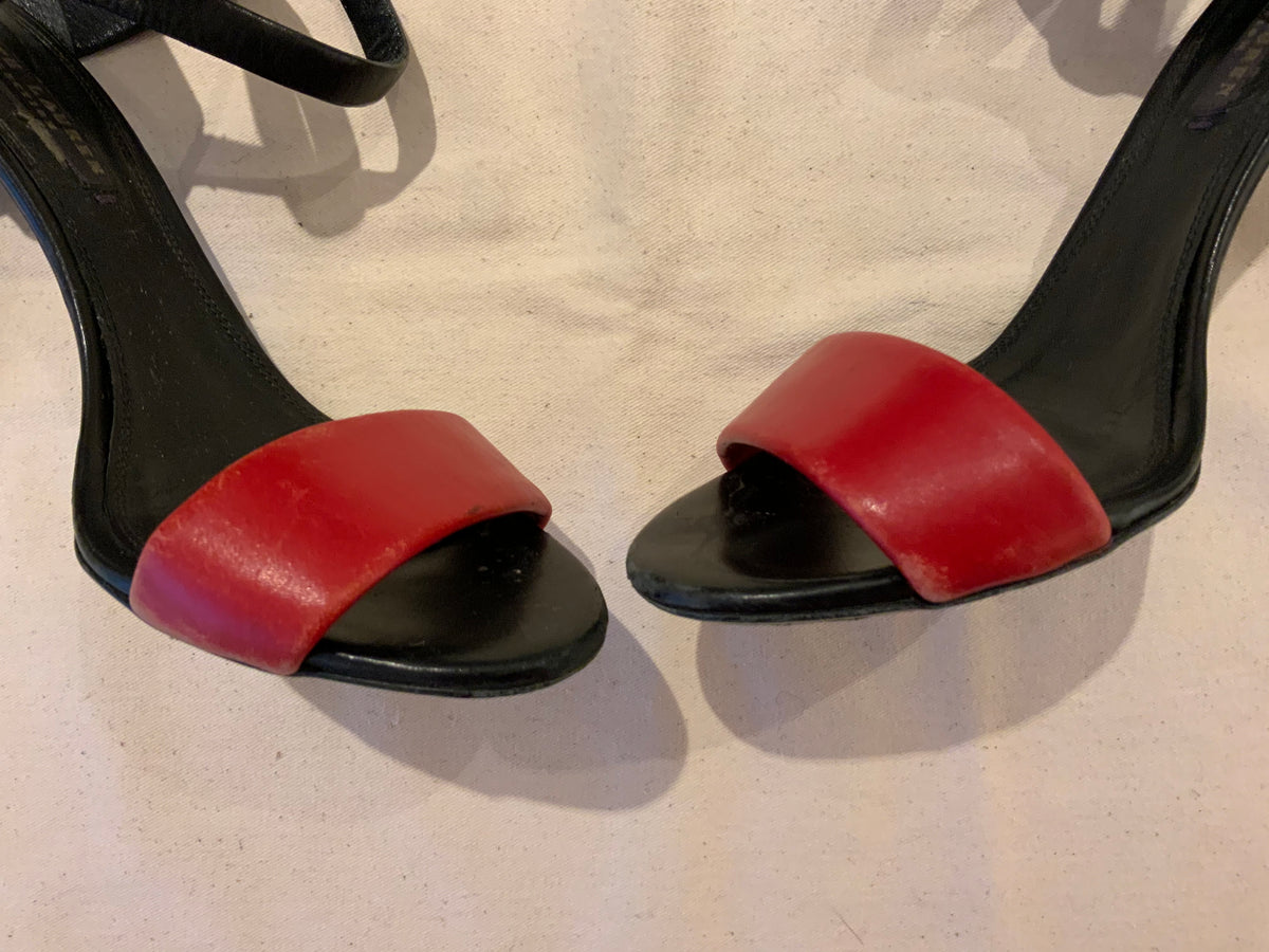 Ralph Lauren Collection Red & black Balira Sandals Size 9 39 UK 6 ladies