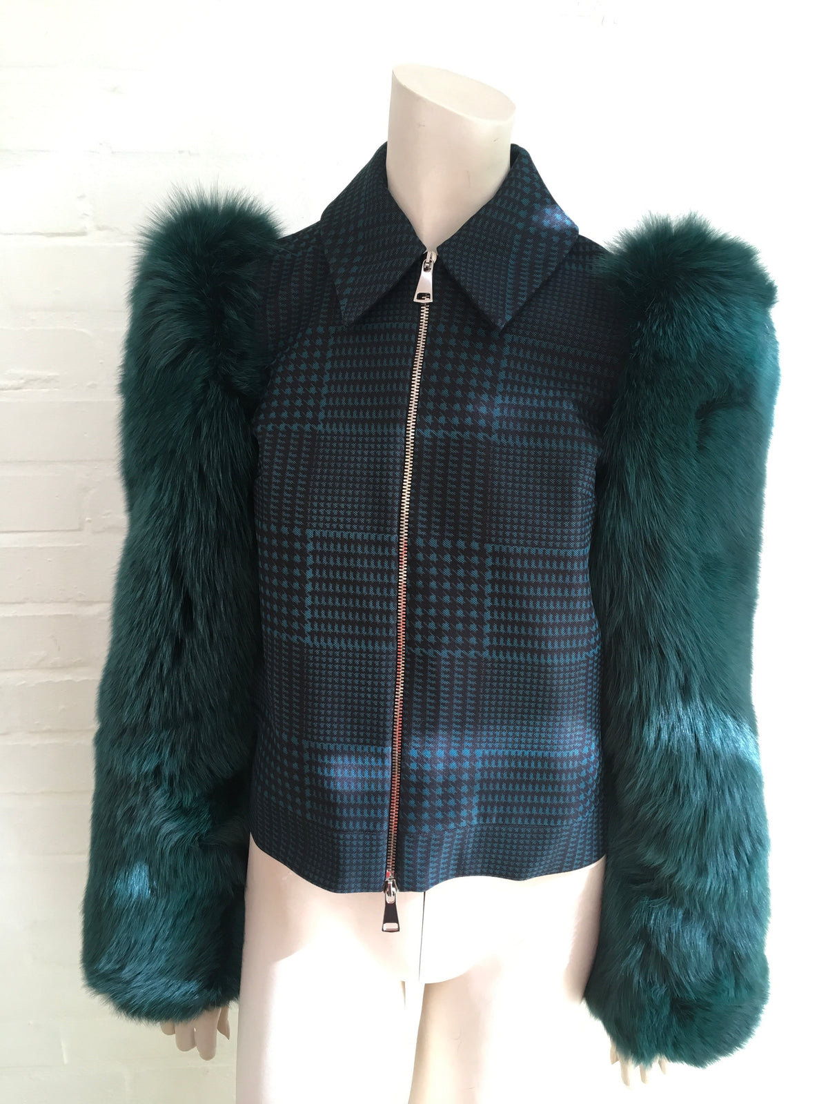 MARY KATRANTZOU Lodger saga fox fur sleeve tulle and wool jacket  Ladies