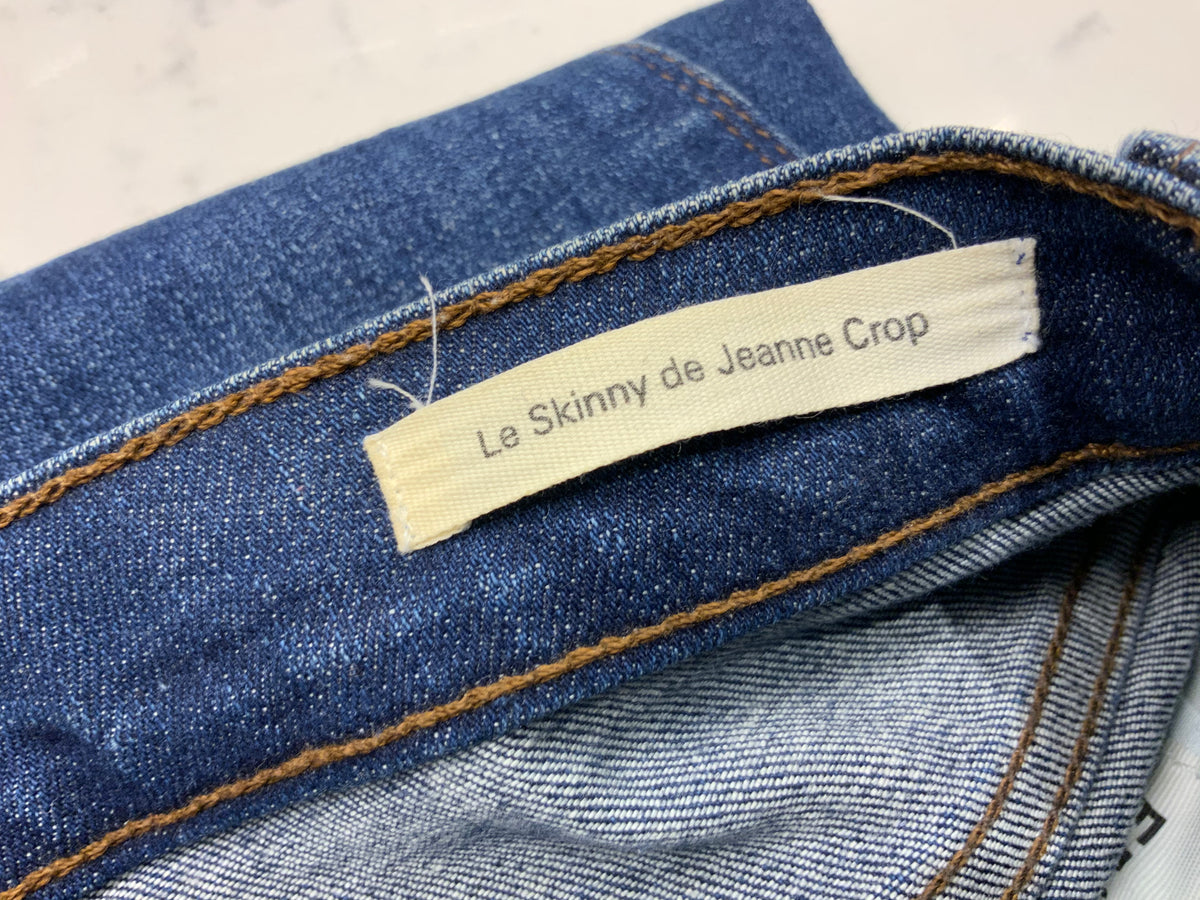 FRAME LE SKINNY DE JEANNE CROP DISTRESSED DENIM JEANS Size 24 ladies