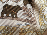 HERMES Silk Plisse Early America Scarf 90x90 pleated scarf Ladies