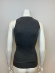 Brunello Cucinelli Women's Gray Leather Trim Ribbed Fitted Tank Top Size XS. ladies