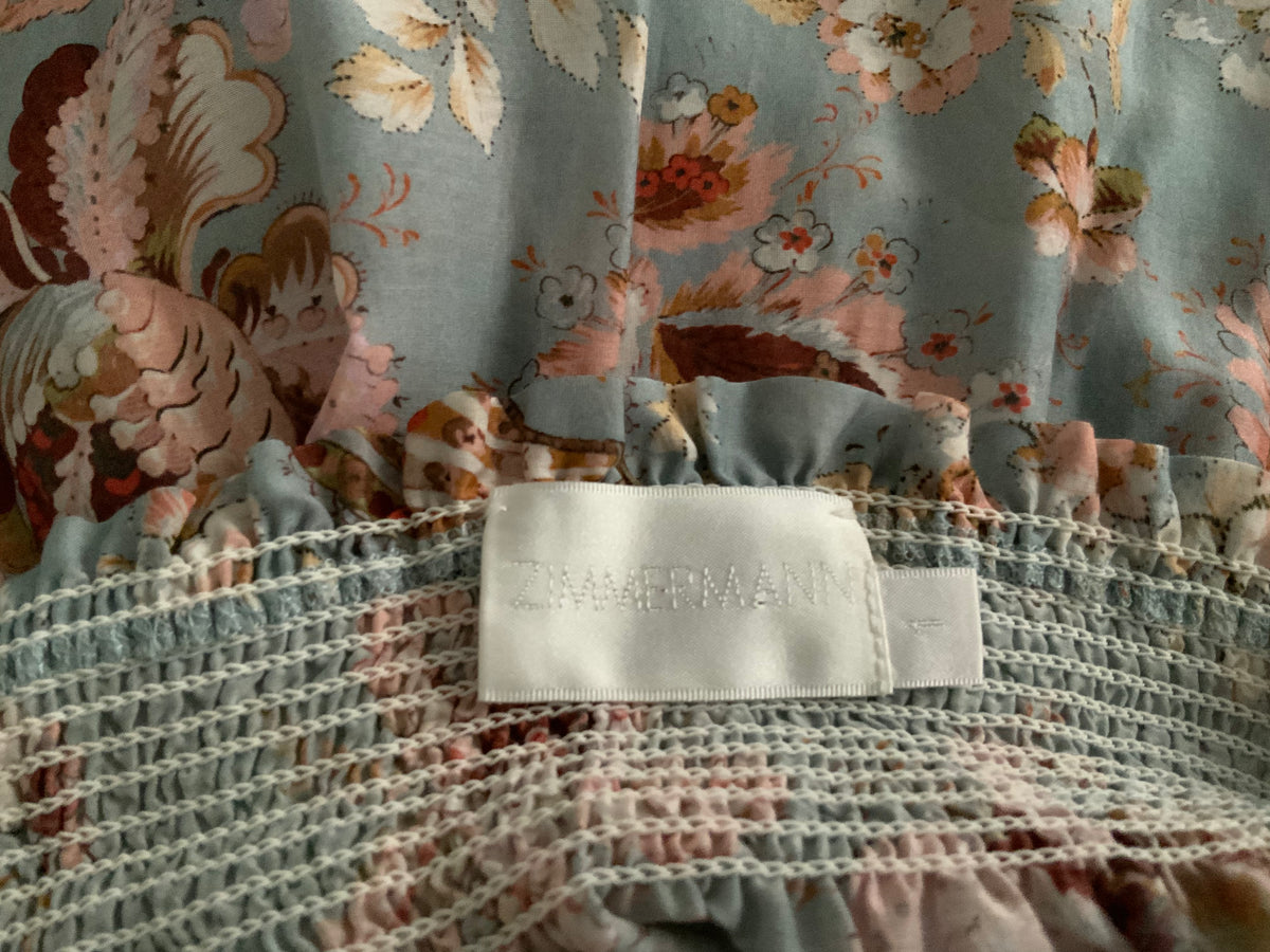 ZIMMERMANN  Multi Pavilion Off The Shoulder Smock Casual Maxi Dress Size 1 S small ladies