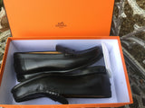 Hermès KENNEDY Black Leather Slip-Ons Loafers/Flats Sz 36 UK 3 US 6 $1190 HANDMADE Shoes