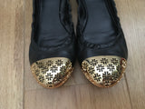 Tory Burch Cami Logo-Toe Ballerina Flat Ballet Flats Shoes US 10 1/2 UK 7.5 40.5 ladies