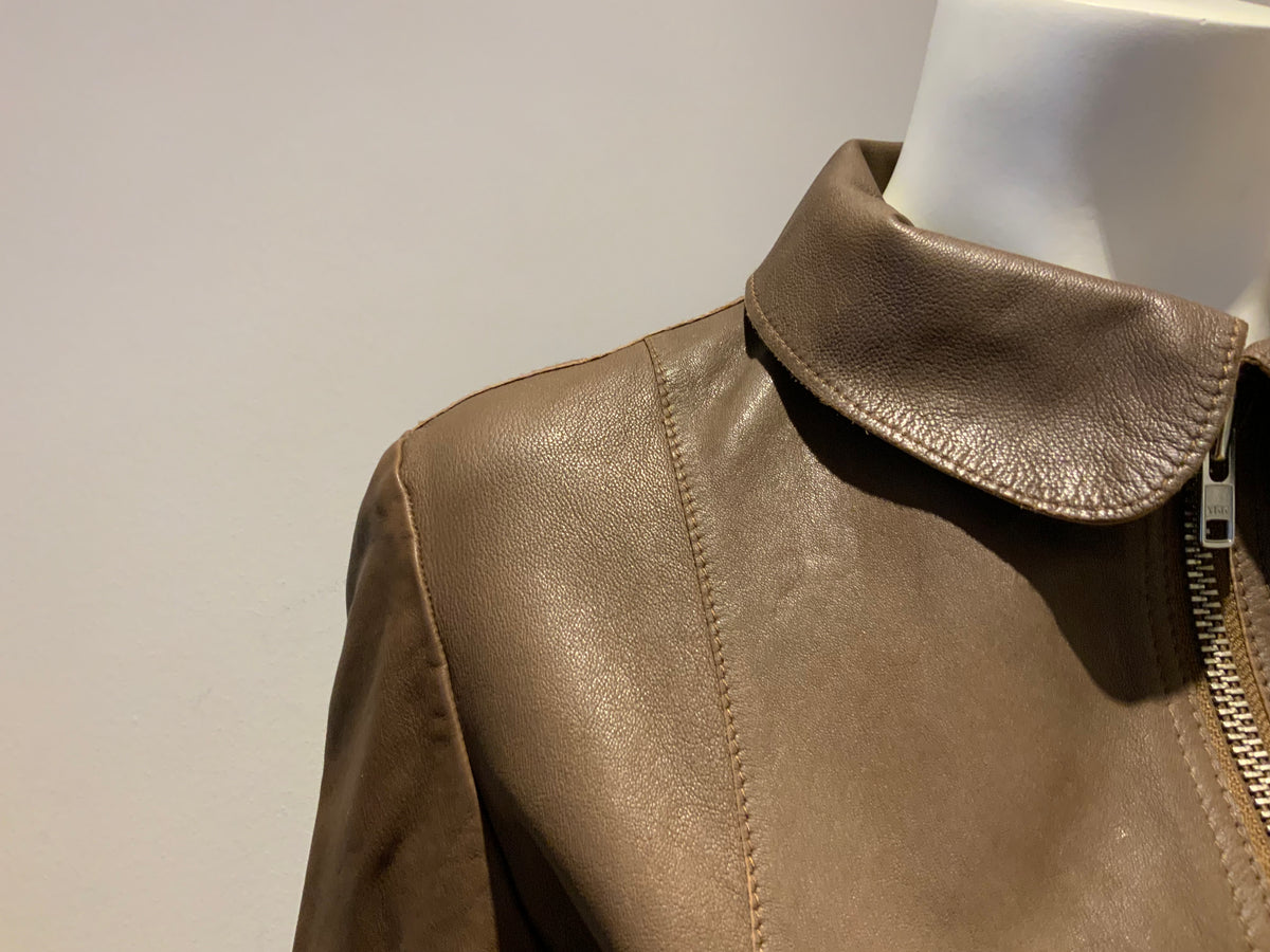 Bully Brown Leather Short Jacket in Brown Size UK 10 US 6  I 42 ladies