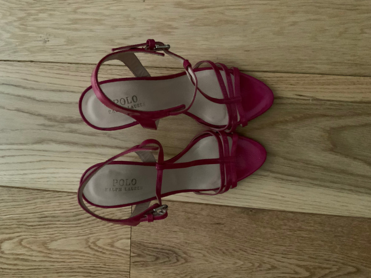 Ralph Lauren Polo Fuchsia Patent Leather Sandals Size 39 1/2 UK 6.5 US 9.5 ladies