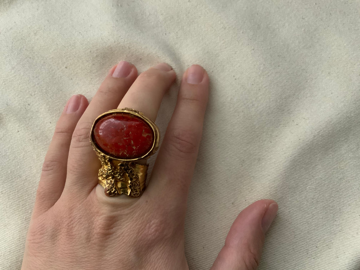 Yves Saint Laurent YSL Arty gold-plated glass ring size 6 ladies