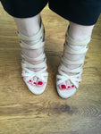 Christian Louboutin Beige Patent Leather Cage Sandals Ladies