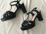 MANUFACT Brazil black-leather sandals heels Size BR 37 EU 39 UK 6 ladies