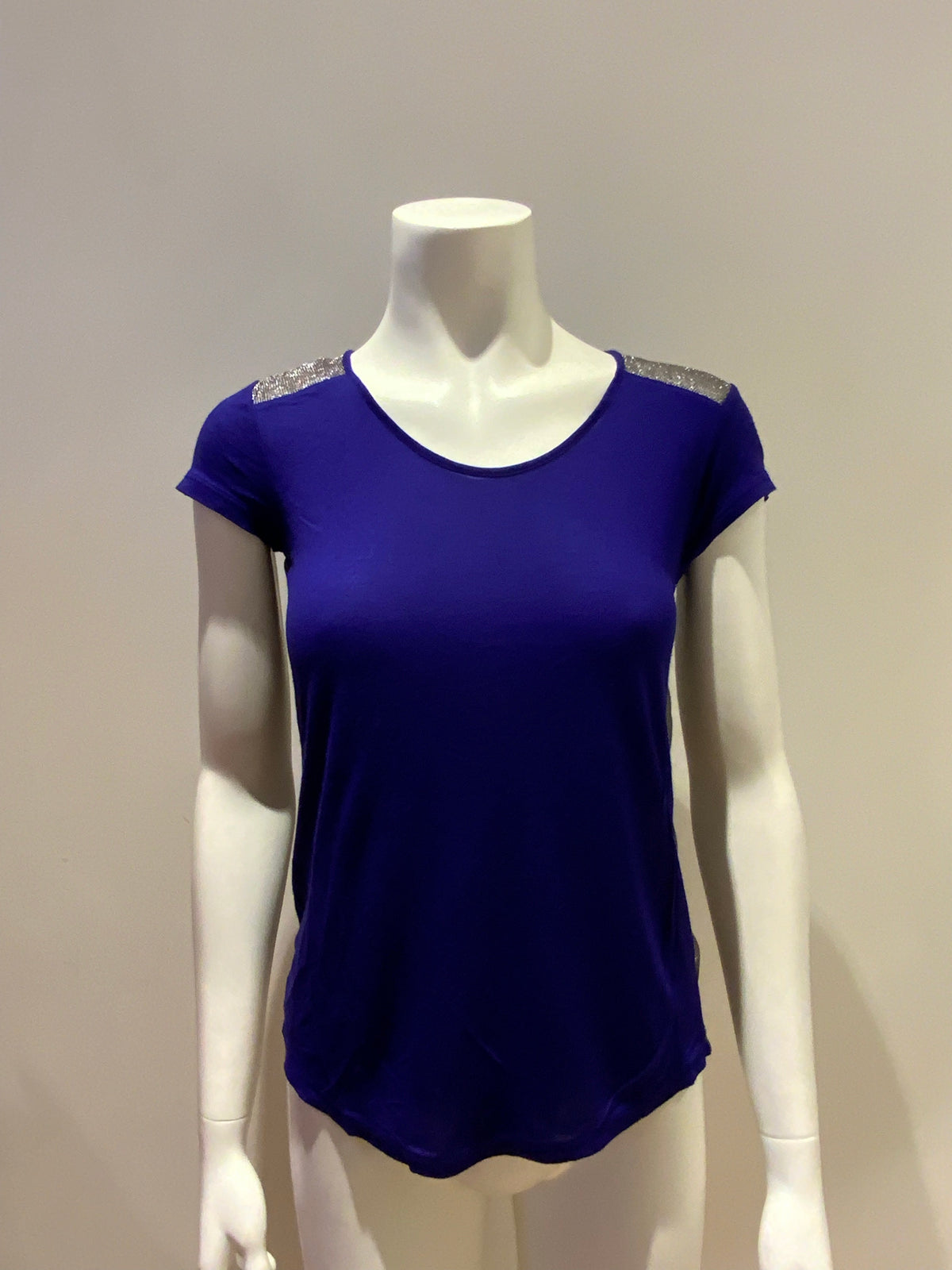 Armani Exchange AX royal blue silver mesh back T shirt Size M Medium  ladies