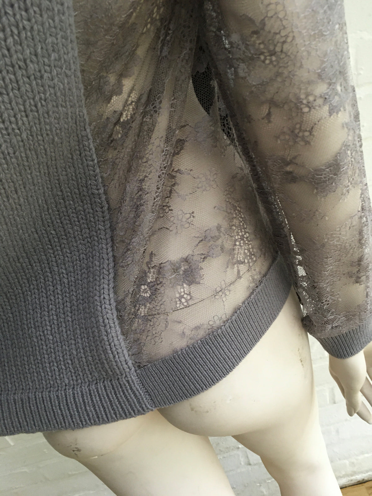VALENTINO Lace-paneled wool and cashmere sweater jumper Size L Large ladies