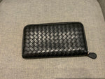 Bottega Veneta Leather Intrecciato Zip Around Wallet Black ladies