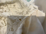 Sandro Paris Ivory Silk Mock Neck Lace Insert Top Size 2 M medium ladies